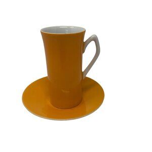 Harmony House Japan Fine China Espresso Cup Saucer Demi Orange Retro Japan